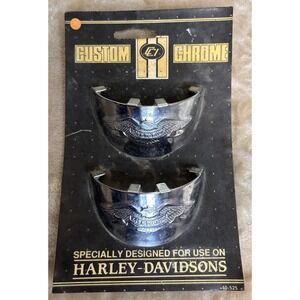 Vintage Custom Chrome Harley-Davidson Eagle Wing Turn Signal Visors
